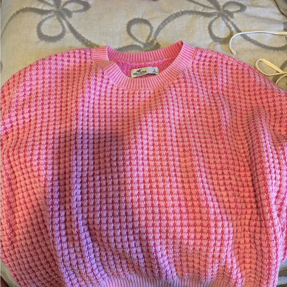 Hollister Pink Crew Neck Thermal Sweater